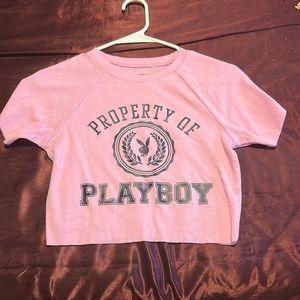 Pink playboy crop top - never worn